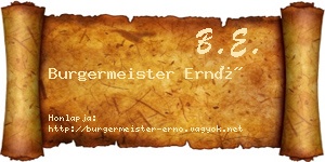 Burgermeister Ernő névjegykártya